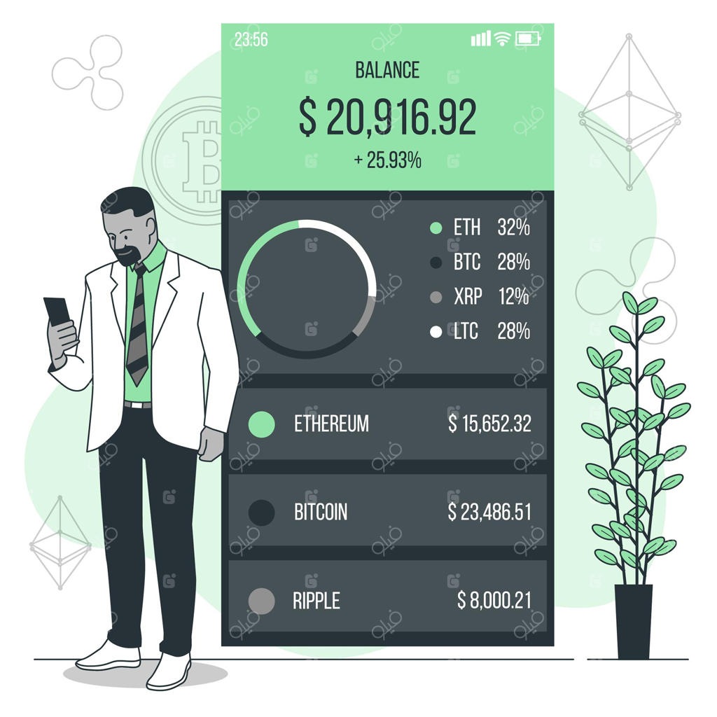 تصویر مفهومی پورتفوی کریپتو