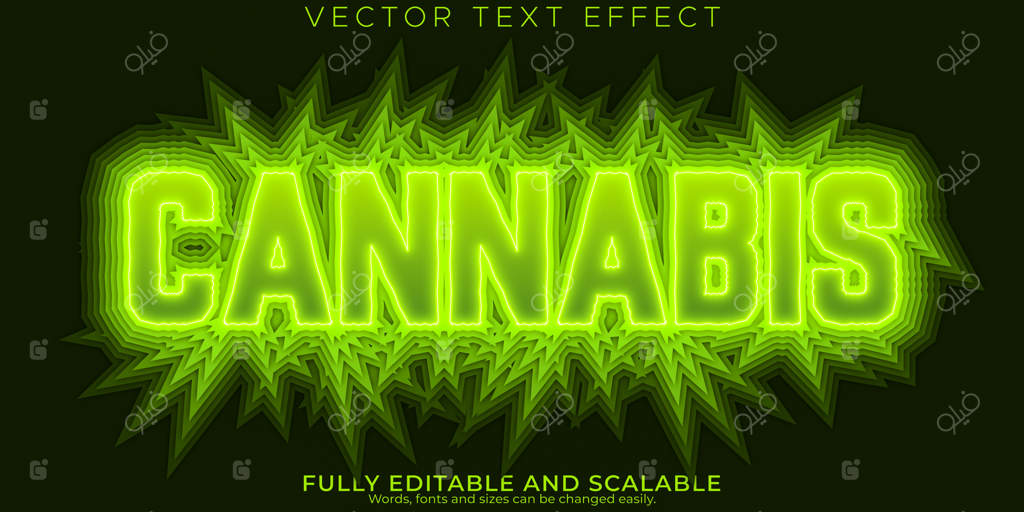 اثر متن سبز شاهدانه قابل ویرایش با سبک فونت دود گیاه طبیعی