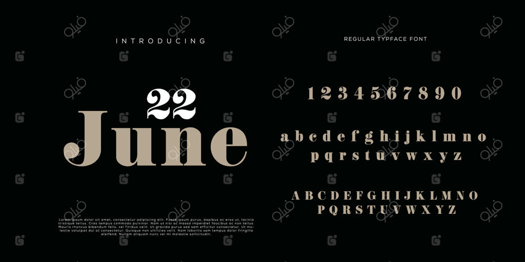 طراحی فونت حروف الفبا و اعداد کلاسیک با استایل مینی‌مال و مد روز تایپوگرافی