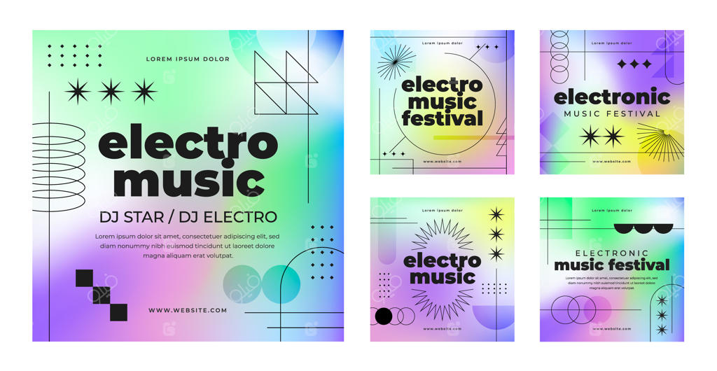 مجموعه پست‌های اینستاگرام برای رویداد موسیقی الکترونیک