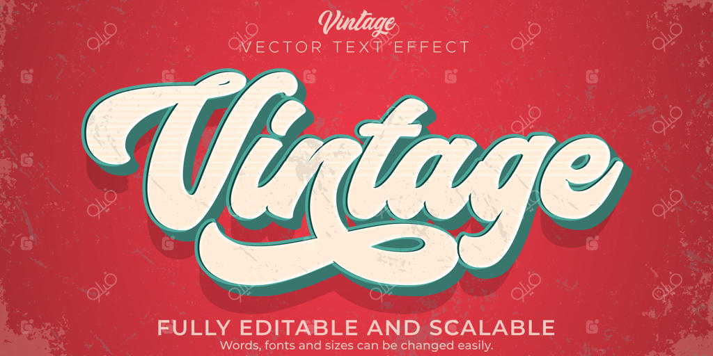 افکت متن قابل ویرایش به سبک وینتیج و رترو