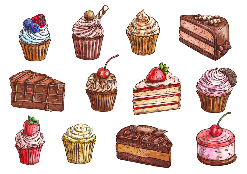 طرح وکتور آیکون‌های دسر و شیرینیجات