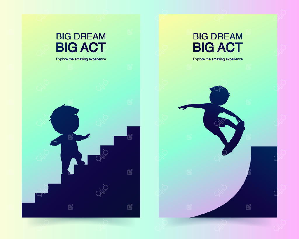 تصویر بنر کودکان. بنر خوش‌آمدگویی. بنر رویای کودکانه. رسیدن به رویا