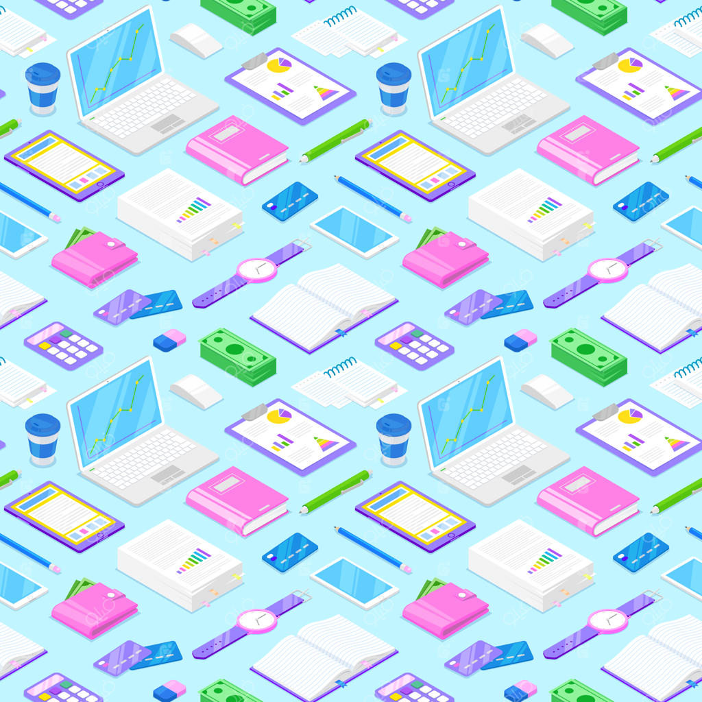 لوازم تاجر روی زمینه آبی