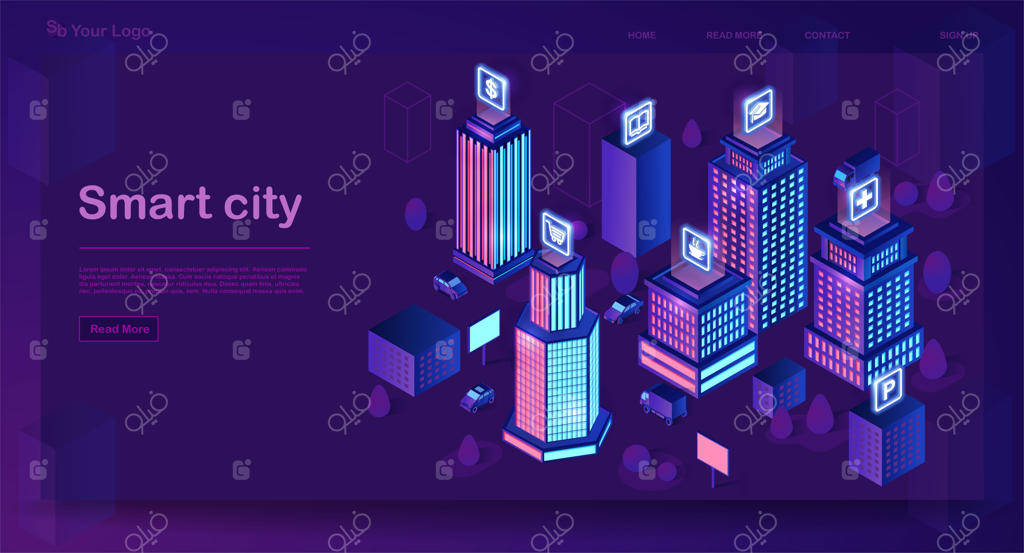 طرح مفهومی معماری ایزومتریک شهر هوشمند