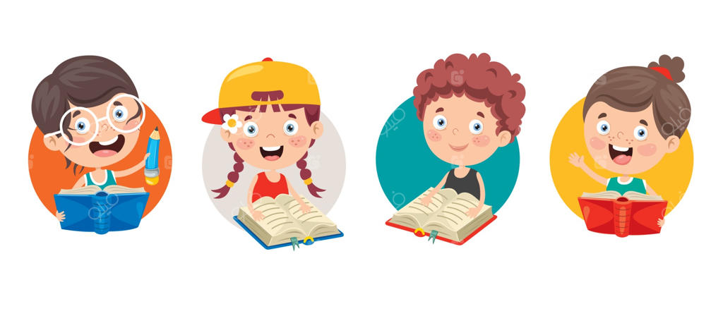 دانش‌آموزان کارتونی شاد و بامزه