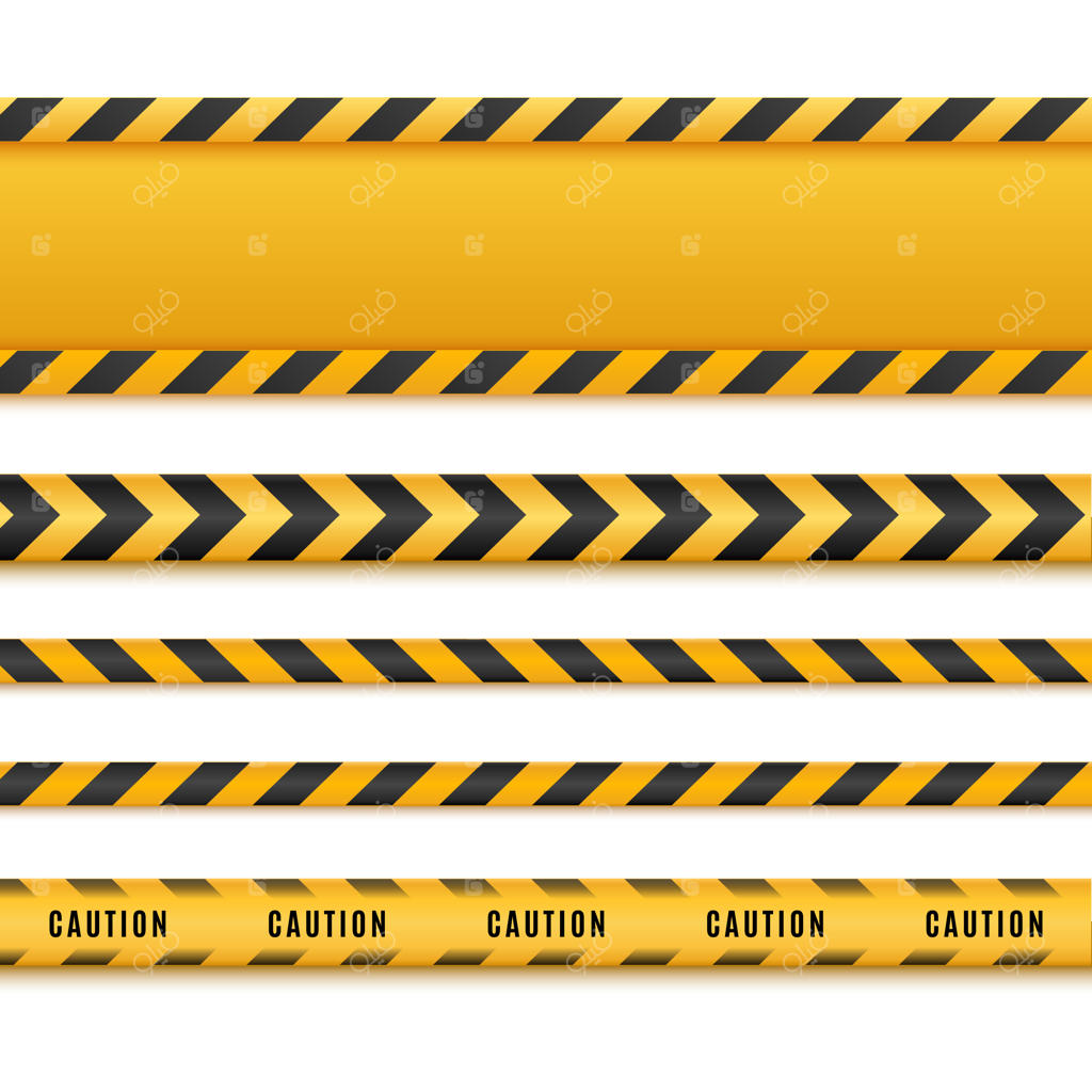 نوارهای هشداری و خطوط احتیاط جدا شده‌اند.