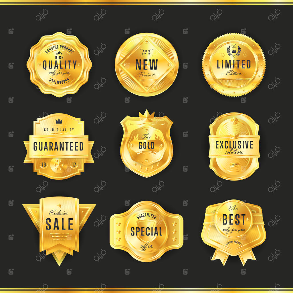 نشان طلایی با نوشته سیاه مجزا