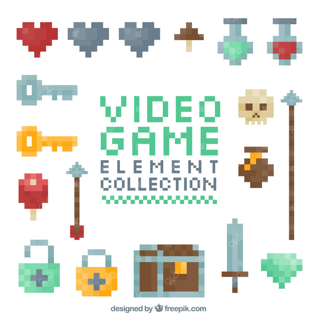 عناصر بازی ویدئویی به سبک پیکسلی