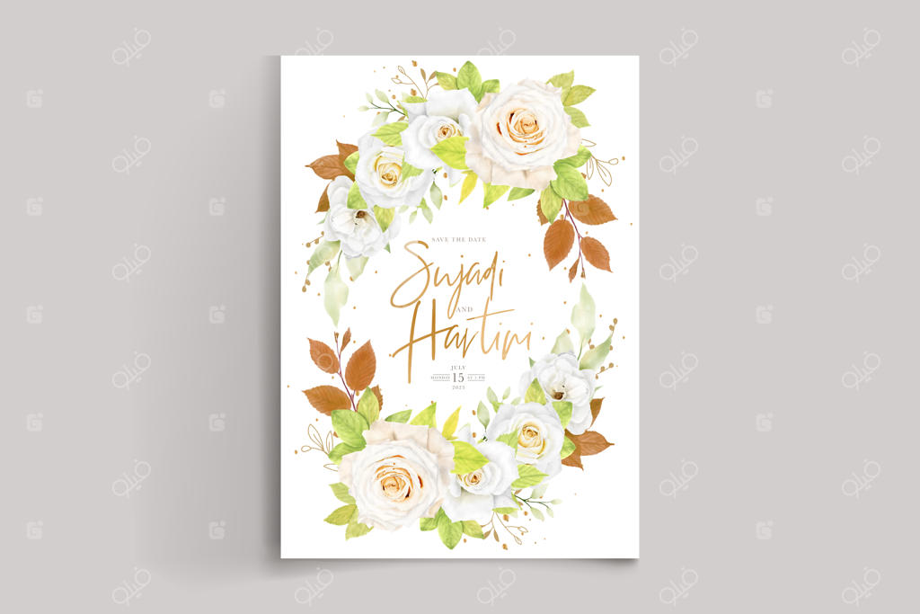 طراحی کارت حلقه گل پس‌زمینه با گل‌های آفتابگردان و رز زیبا