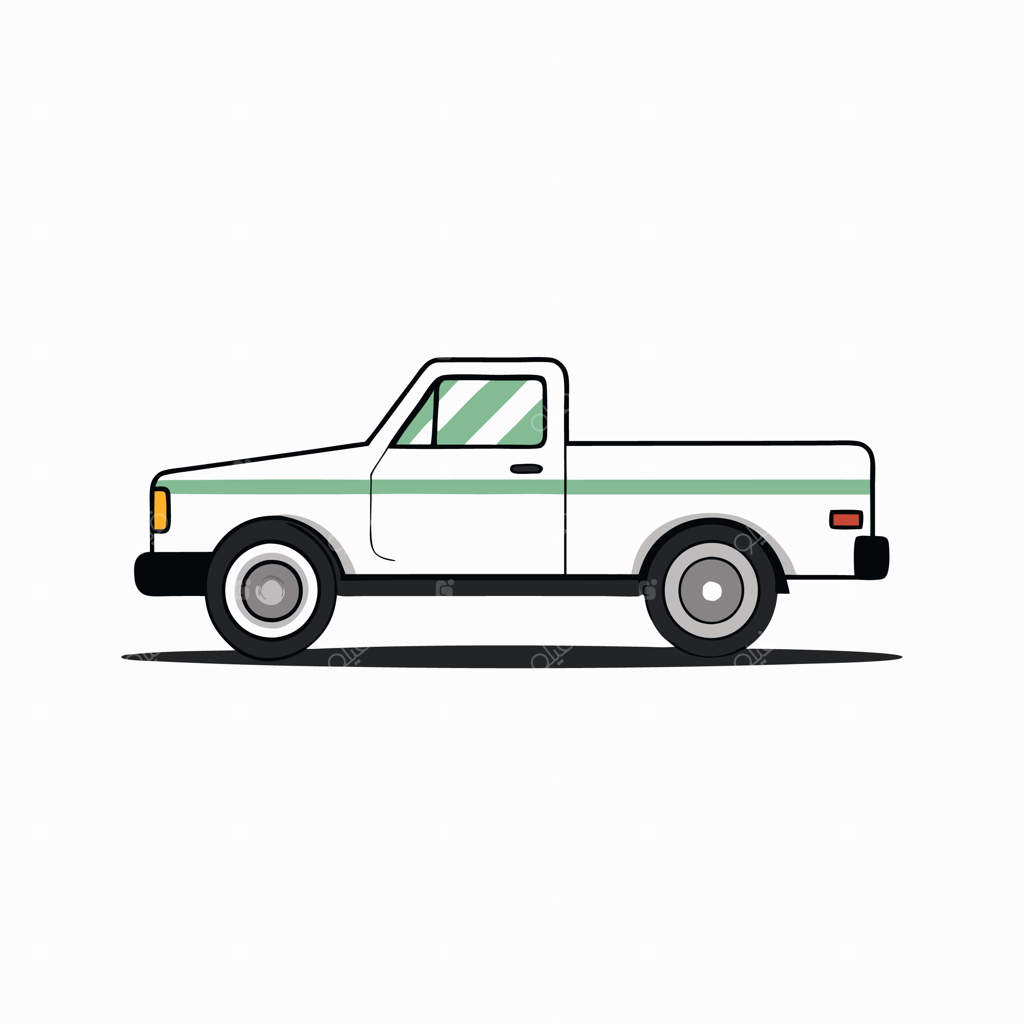 طرح قدیمی وانت: لوگوی وکتور سیلوئت روی زمینه سفید