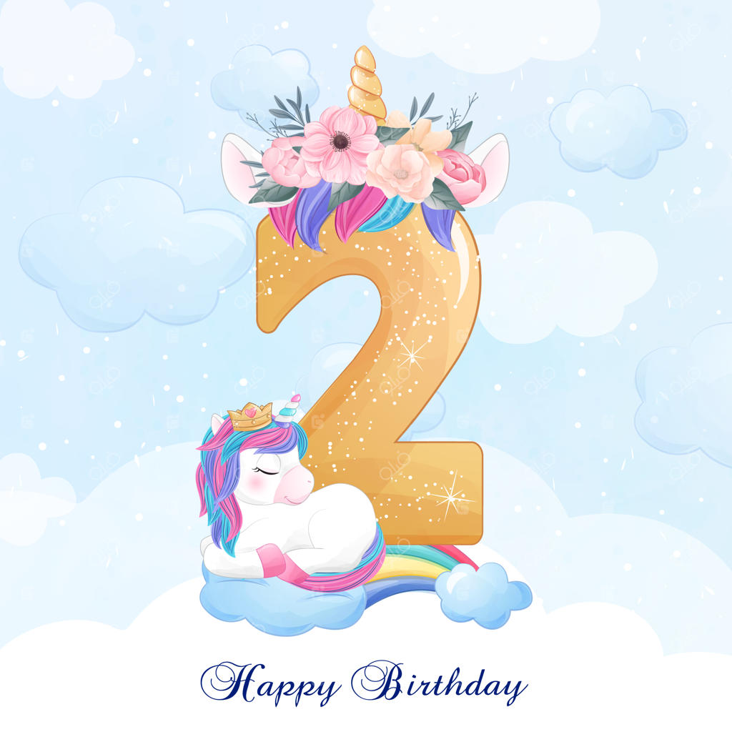 تصویر بامزه تک‌شاخ با شماره‌گذاری