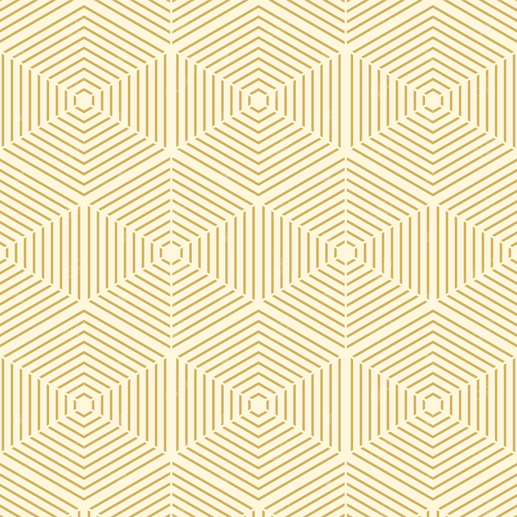 طرح یکپارچه شش‌ضلعی با خطوط طلایی هندسی