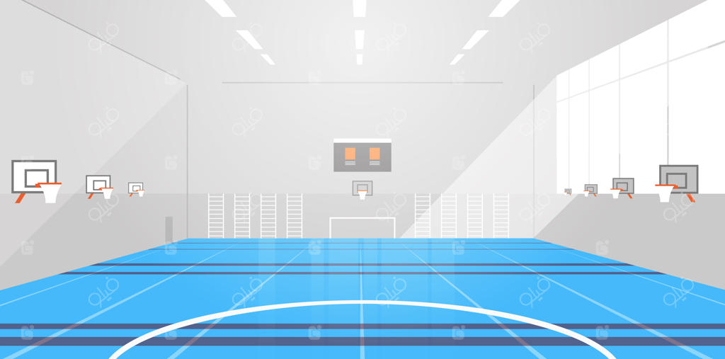 سالن ورزشی مدرن و خالی دانشگاه یا مدرسه، بدون حضور افراد