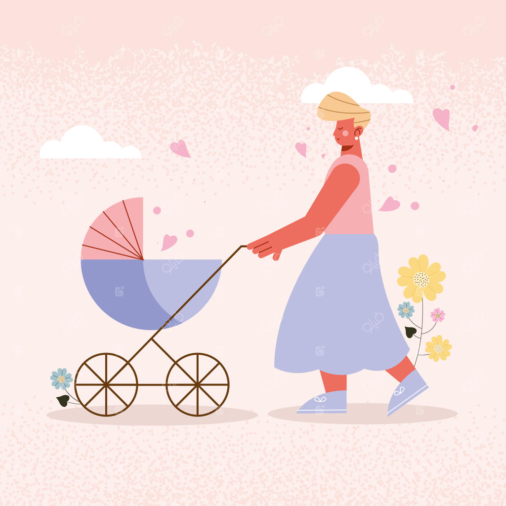 مادری با کالسکه کودک