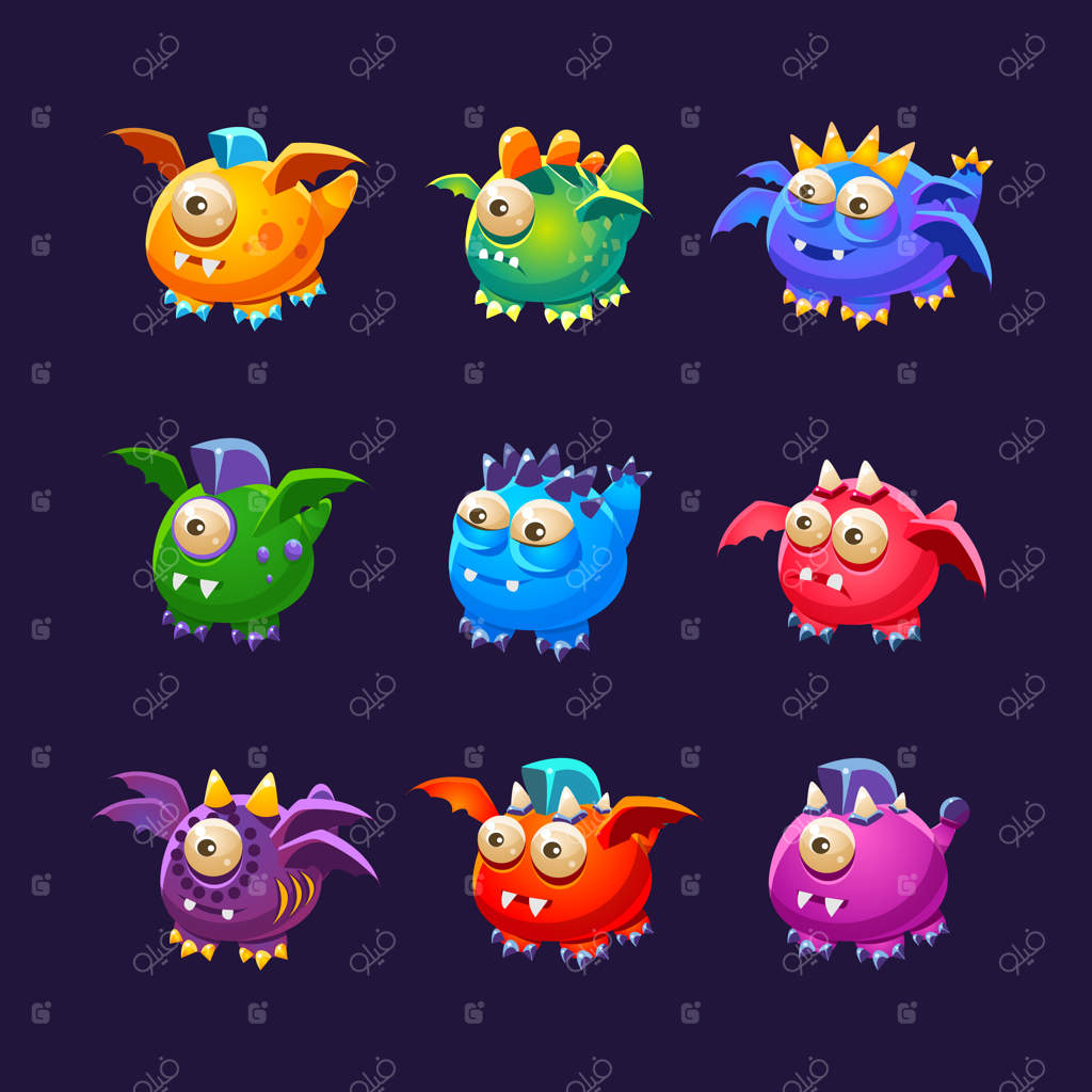 مجموعه‌ای از هیولاهای فضایی کوچک با بال و بدون بال