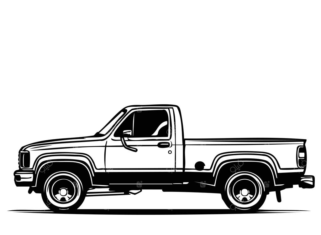 تصویر سیاه و سفید سیلوئت کامیون - حمل و نقل و تحویل