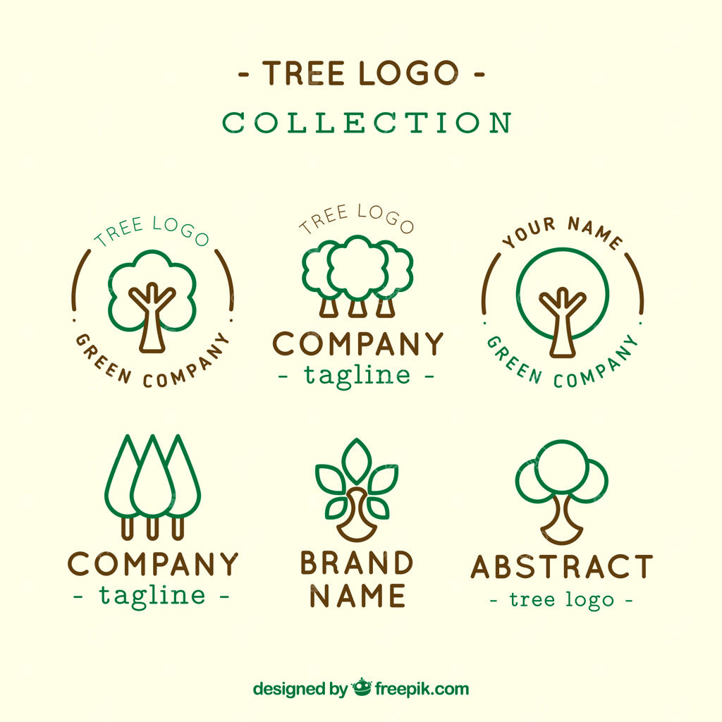 مجموعه لوگوهای درخت به سبک تخت