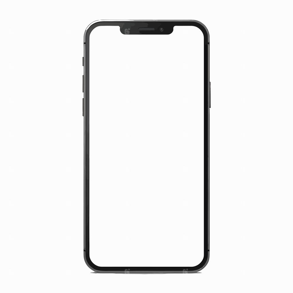 موکاپ واقع‌گرایانه گوشی هوشمند با صفحه نمایش سفید و خالی در پس‌زمینه سفید