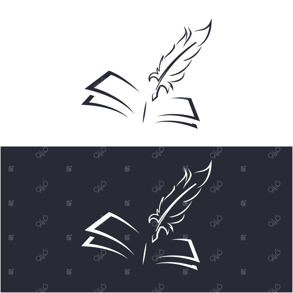 ایده لوگو داستان کتاب کلاسیک: طرح عمودی لوگو قلم و کتاب