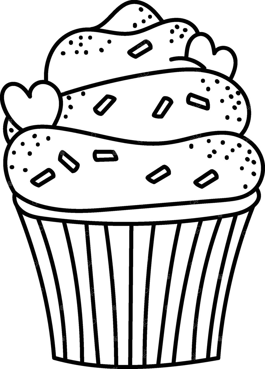 کاپ کیک با تزیینات رنگارنگ و قلب‌های نقاشی شده