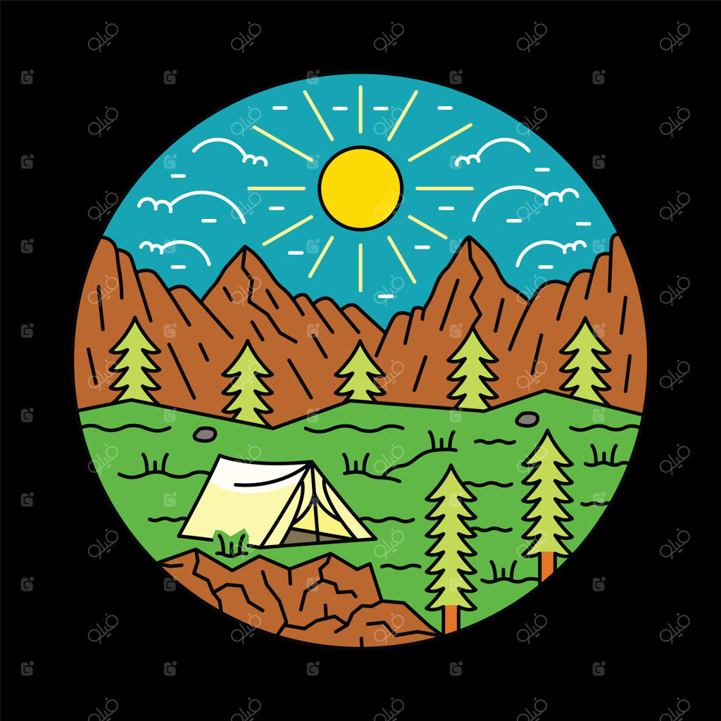 نمای صبحگاهی در جنگل - طراحی گرافیکی برای تی‌شرت