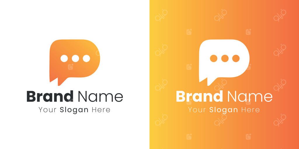 طراحی مدرن لوگوی حباب مکالمه انتزاعی برای خدمات ارتباط دیجیتال و شبکه‌های اجتماعی
