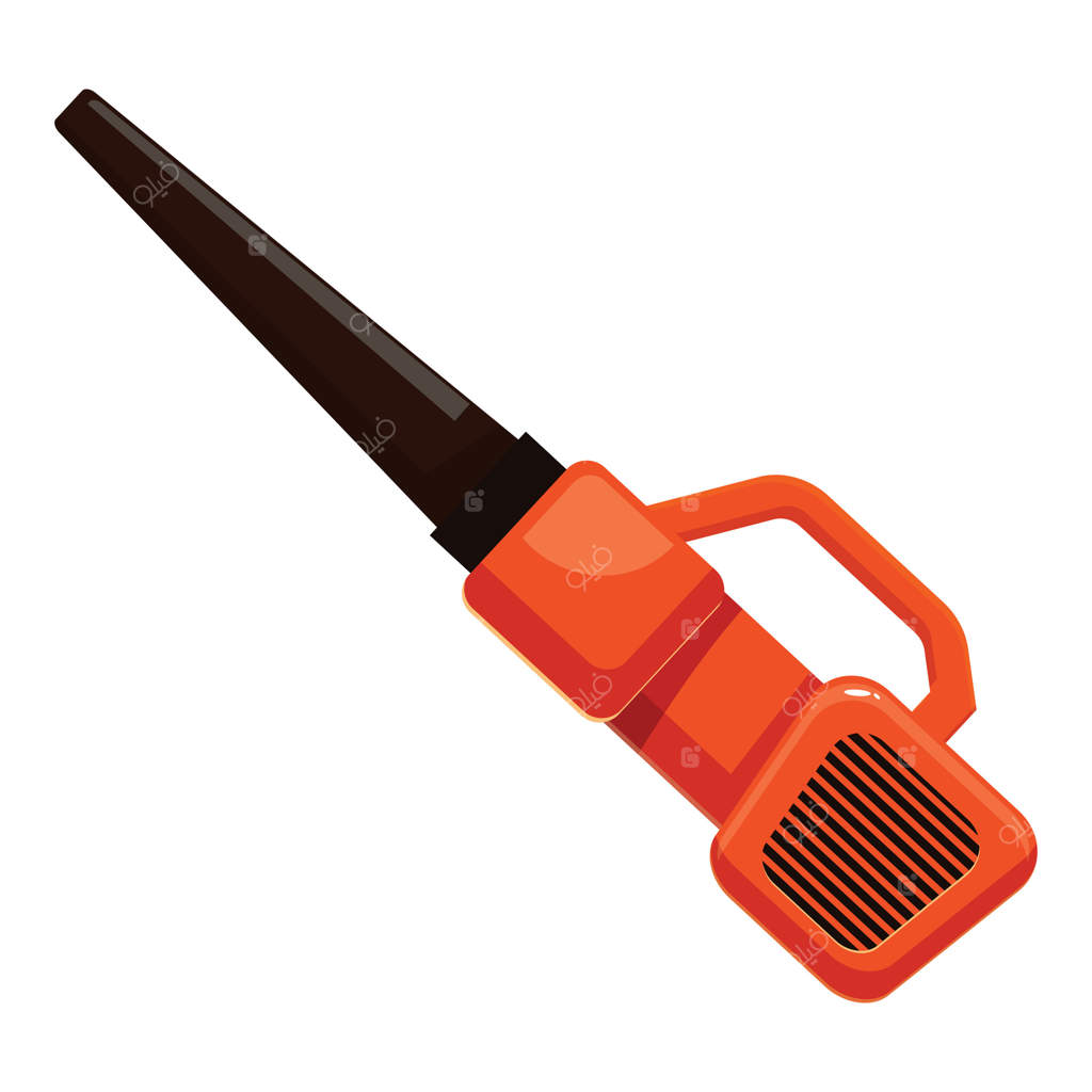 دستگاه نارنجی برگ جمع‌کن برای تمیز کردن باغ هوا می‌دهد