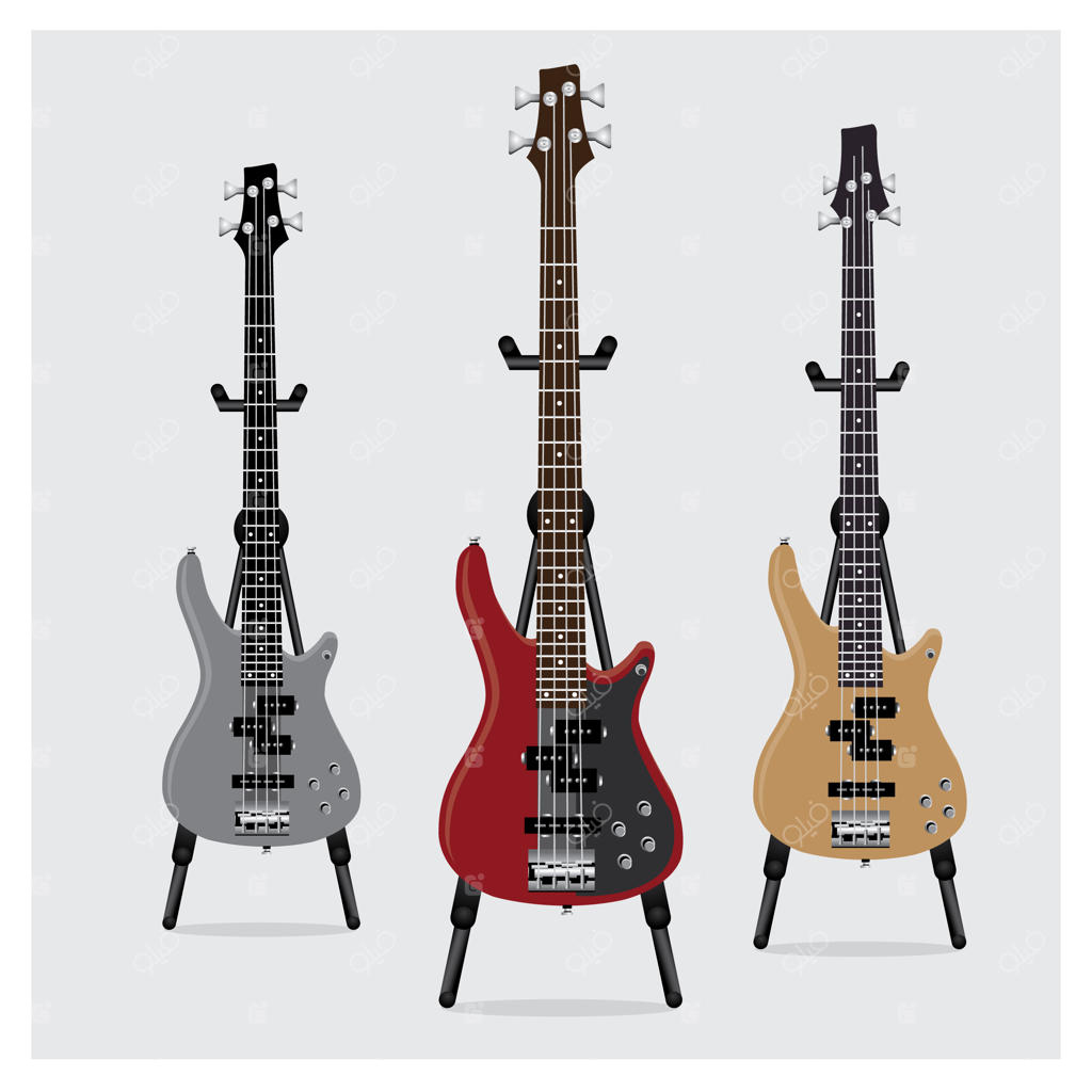 ست گیتار بیس الکتریک به همراه پایه