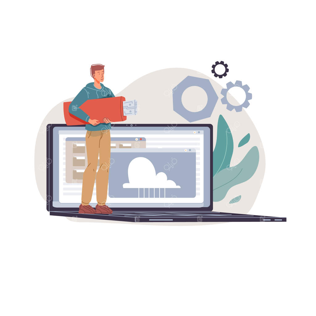 شخصیت کارتونی در حال انجام کارهای تجاری