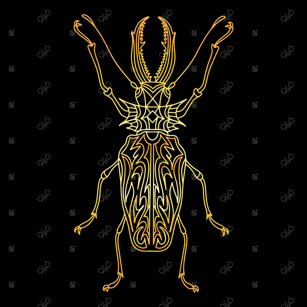 سوسک طلایی به سبک خطی - تصویرسازی وکتور خطی