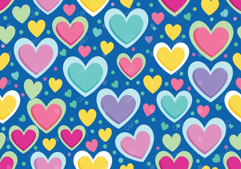 پترن قلب‌های رنگارنگ: عشق، رمانتیک، ولنتاین، طراحی، پس‌زمینه، بافت، یکپارچه، تکرار.