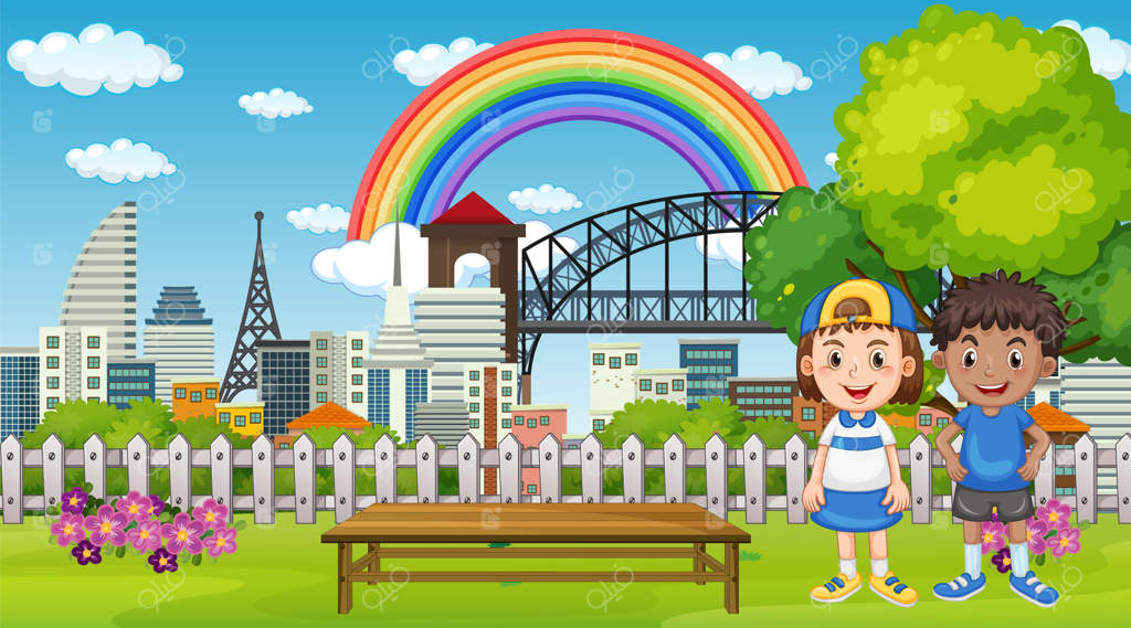 صحنه‌ای از پارک با کودکان شاد و خوشحال