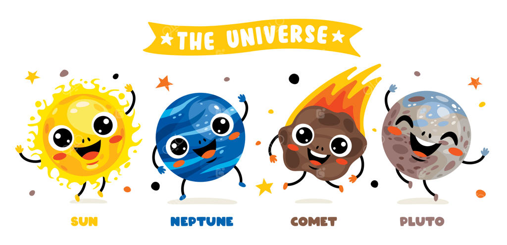 عناصر فضایی رنگارنگ و دستی طراحی شده