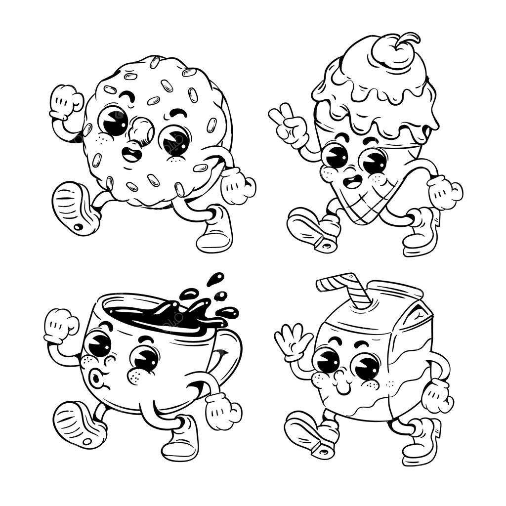 تصویرسازی رنگ آمیزی کارتونی وینتیج دستی