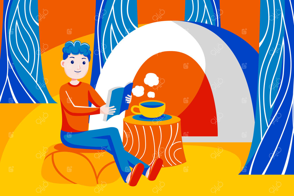 زنی در حال گرم کردن خود کنار آتش در جنگل