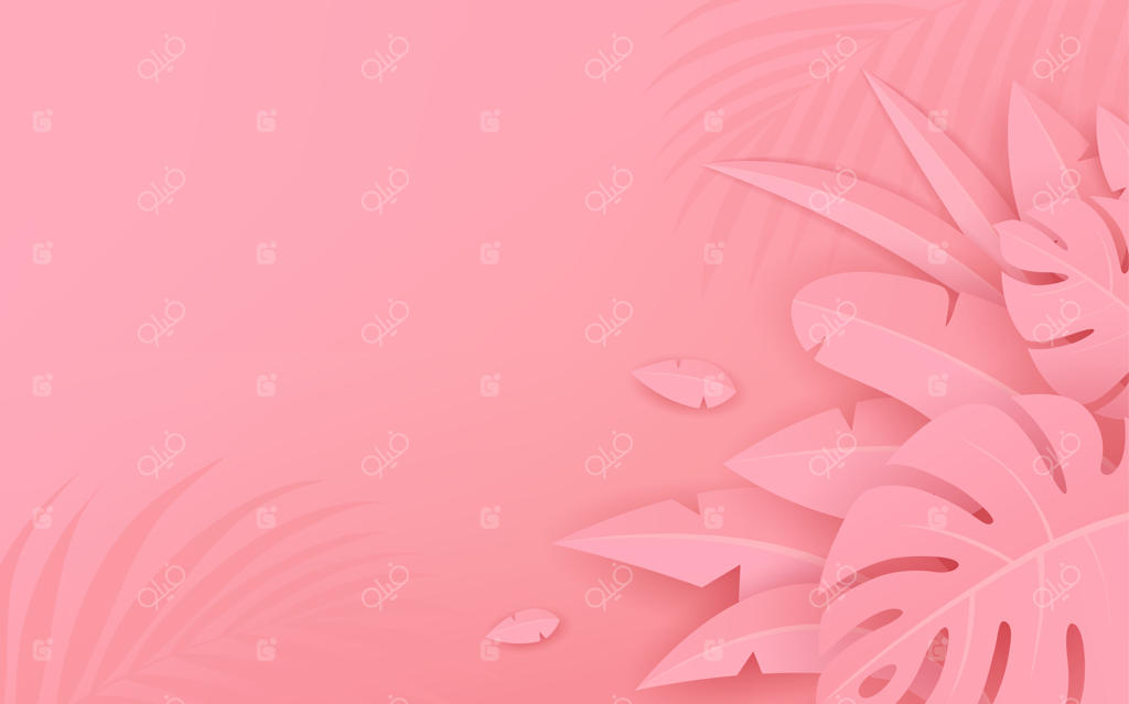 طرح برش کاغذی برگ صورتی روی پس‌زمینه صورتی، وکتور EPS 10