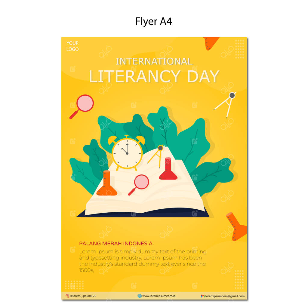 طرح قالب A4 طراحی وکتور بروشور روز جهانی سوادآموزی