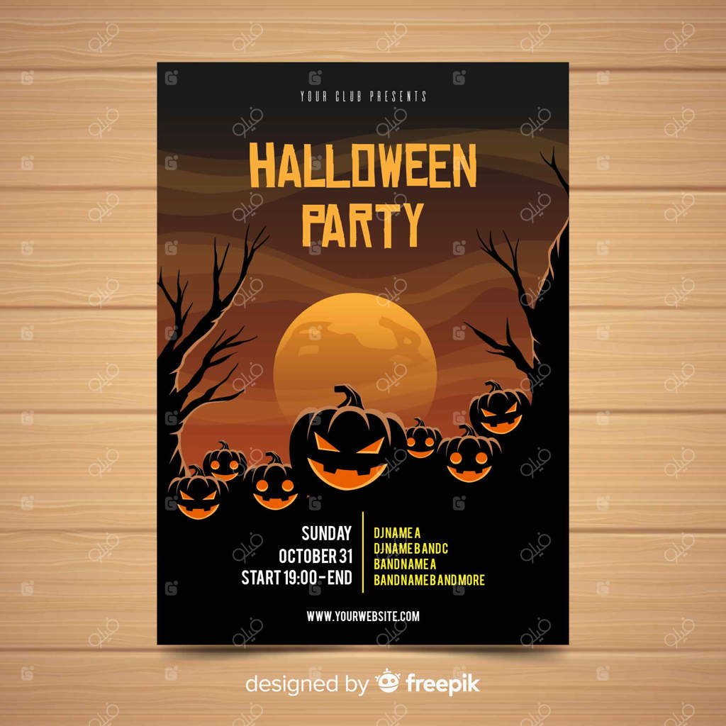 پوستر مهمانی هالووین ترسناک با طراحی ساده