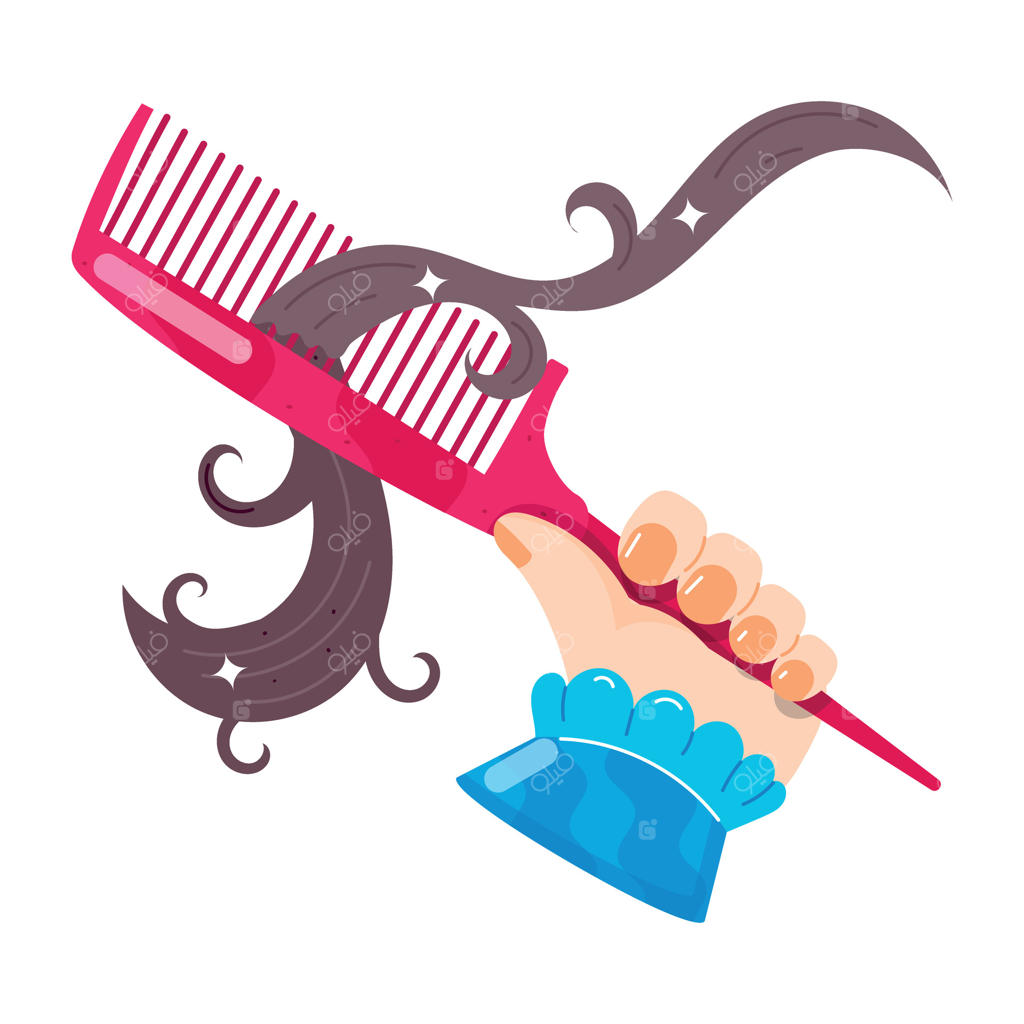 استیکر فانتزی به سبک کمیک از شانه آرایشگری