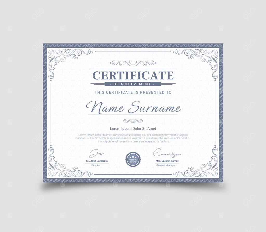 قالب طراحی گواهینامه