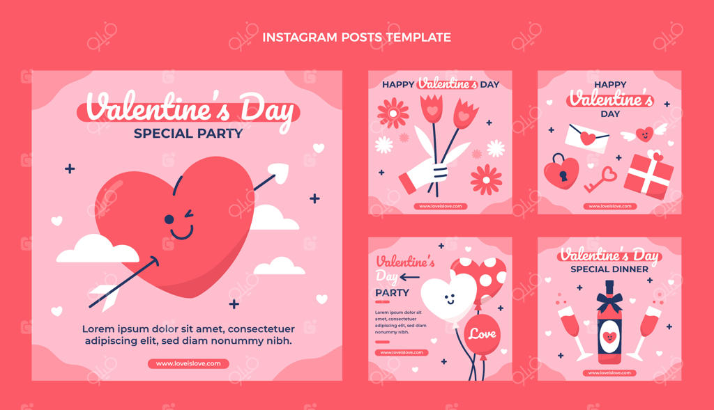 مجموعه پست‌های فلت برای روز ولنتاین در اینستاگرام