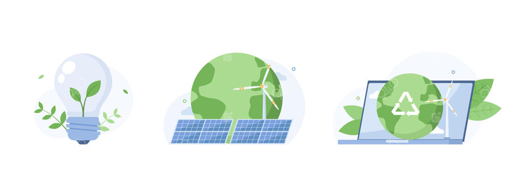 مجموعه تصاویر پایداری. انرژی سبز، صنعت پایدار با توربین‌های بادی و پنل‌های خورشیدی. مفهوم حاکمیت زیست‌محیطی، اجتماعی و شرکتی.