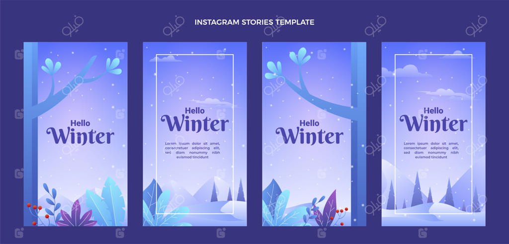 مجموعه استوری‌های زمستانی با گرادیان برای اینستاگرام