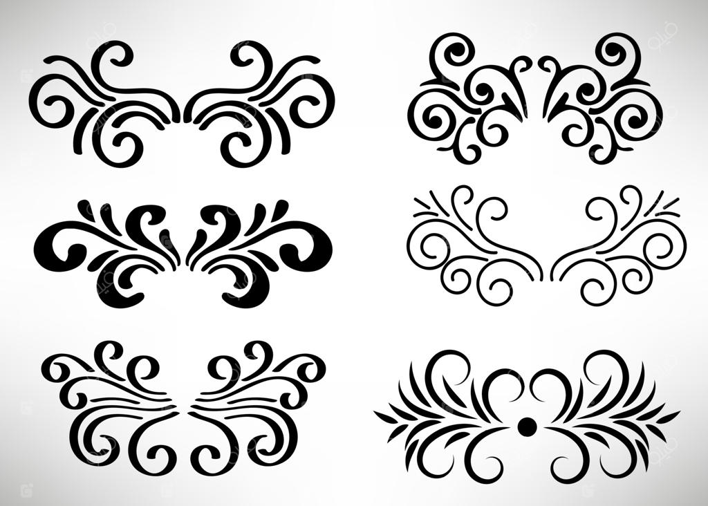 مجموعه عناصر منحنی انتزاعی برای طراحی، چرخش و پیچش. مجموعه جداکننده‌ها.