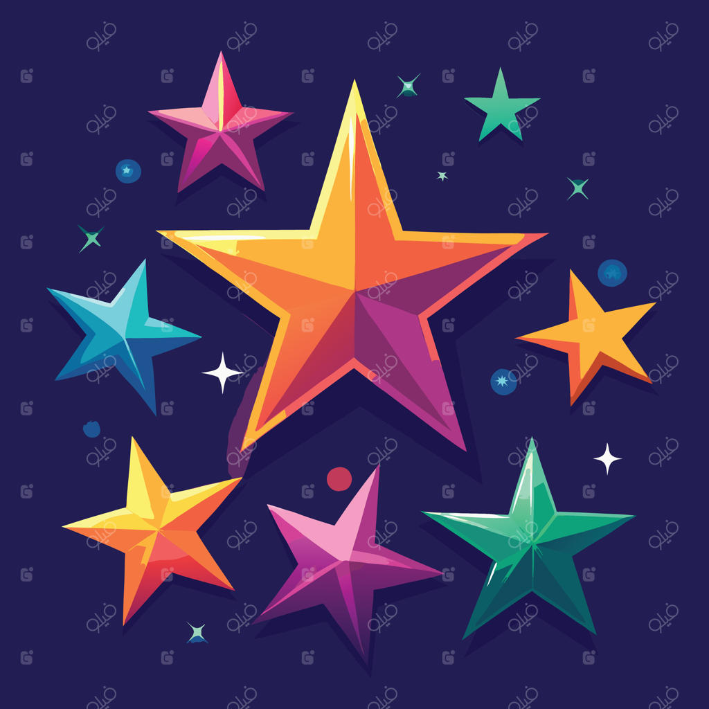 تصویری از ستارگان رنگارنگ بر روی زمینه‌ای تاریک