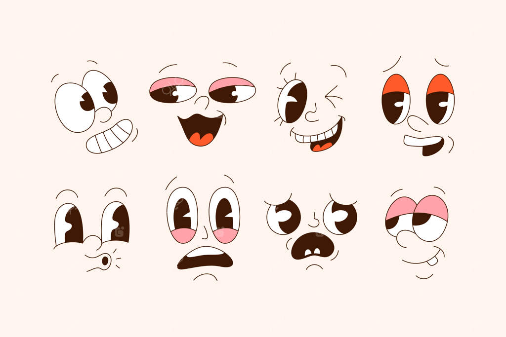 تصویر دستی چهره کارتونی قدیمی