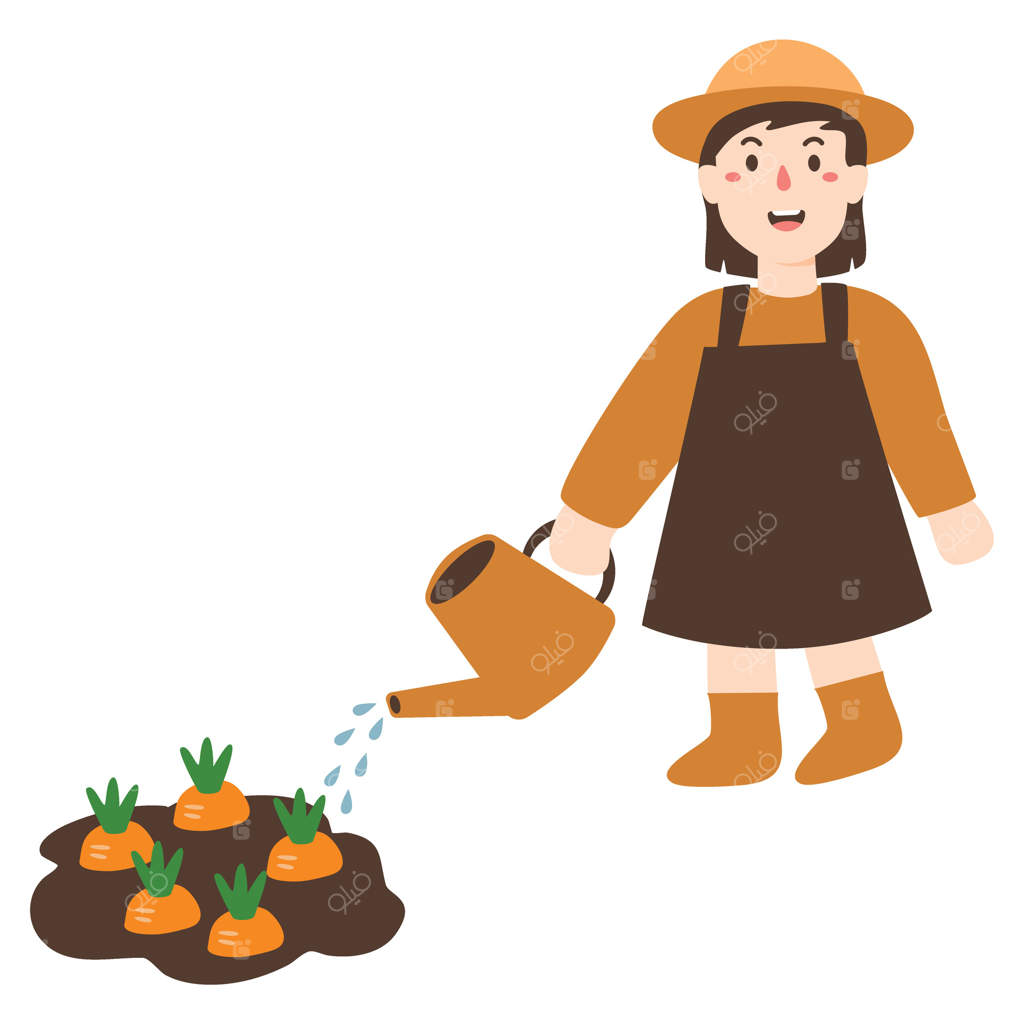 دختر باغبان با آب‌پاش در دست