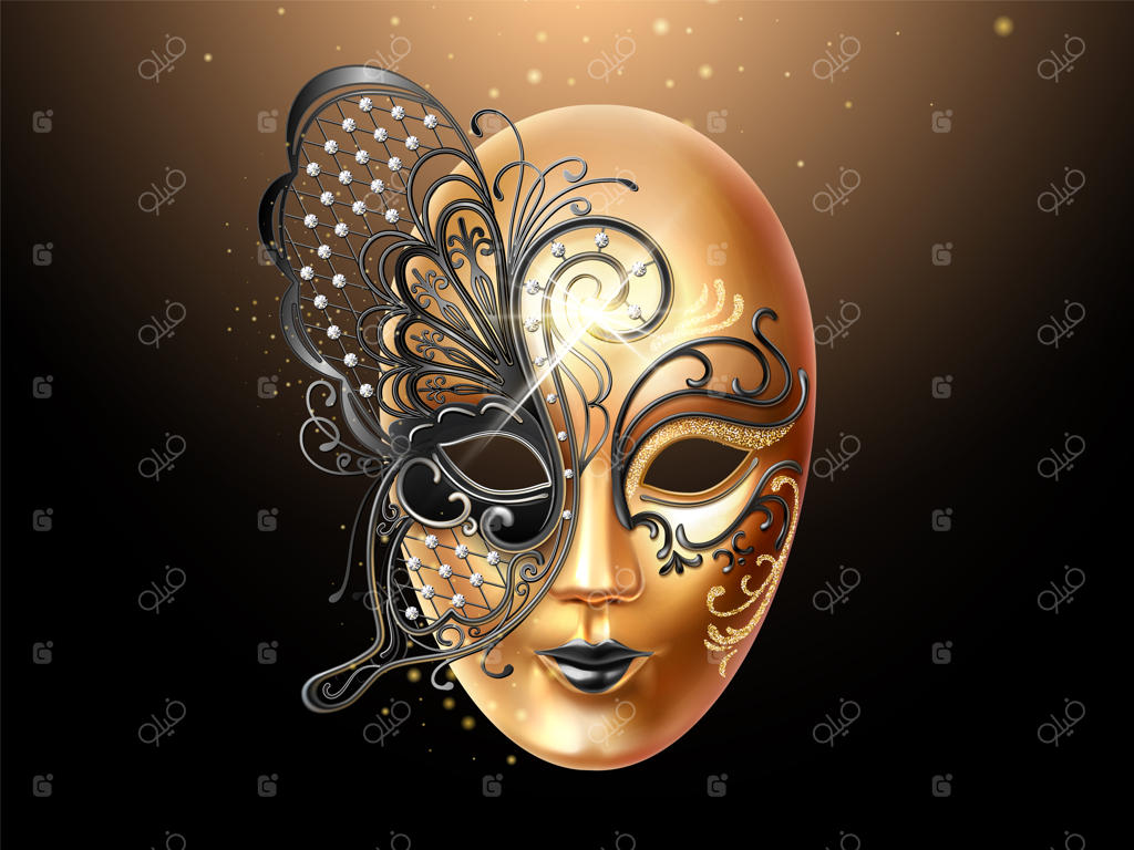 ماسک صورت تزیین‌ شده با نگین و تور پروانه‌ای، مناسب برای جشن بالماسکه و کارناوال؛ ماسک مردانه و زنانه با تم ونیزی و ایتالیایی