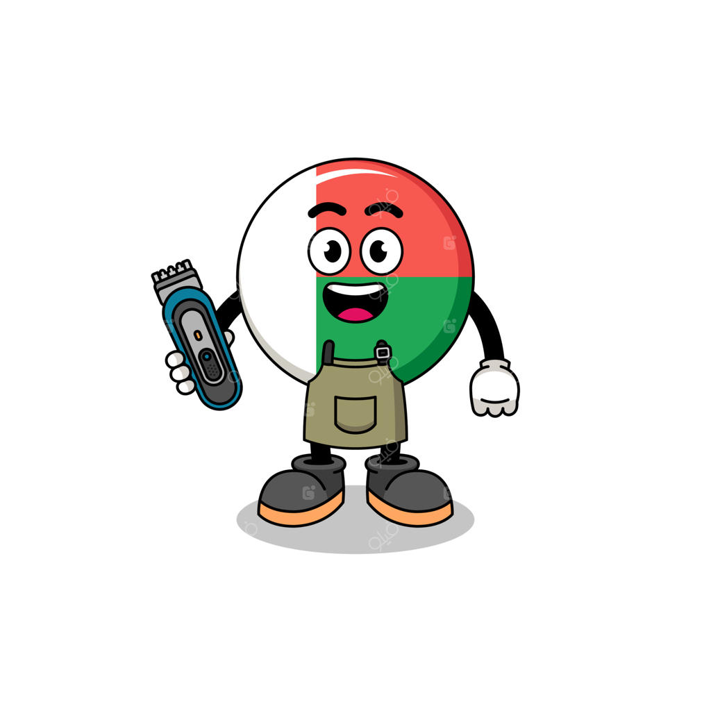 تصویر کارتونی از پرچم ماداگاسکار به عنوان یک آرایشگر